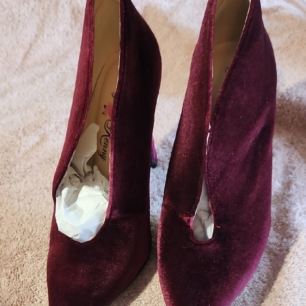Penny Loves Kenny Red Velvet Heels
